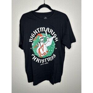 Disney Nightmare Before Christmas Shirt Mens Medium Black Jack Skellington Zero